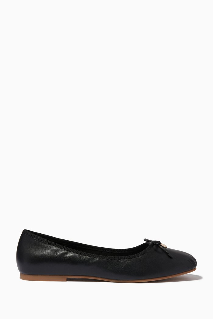 Belamia Ballerina Flats in Leather, Black
