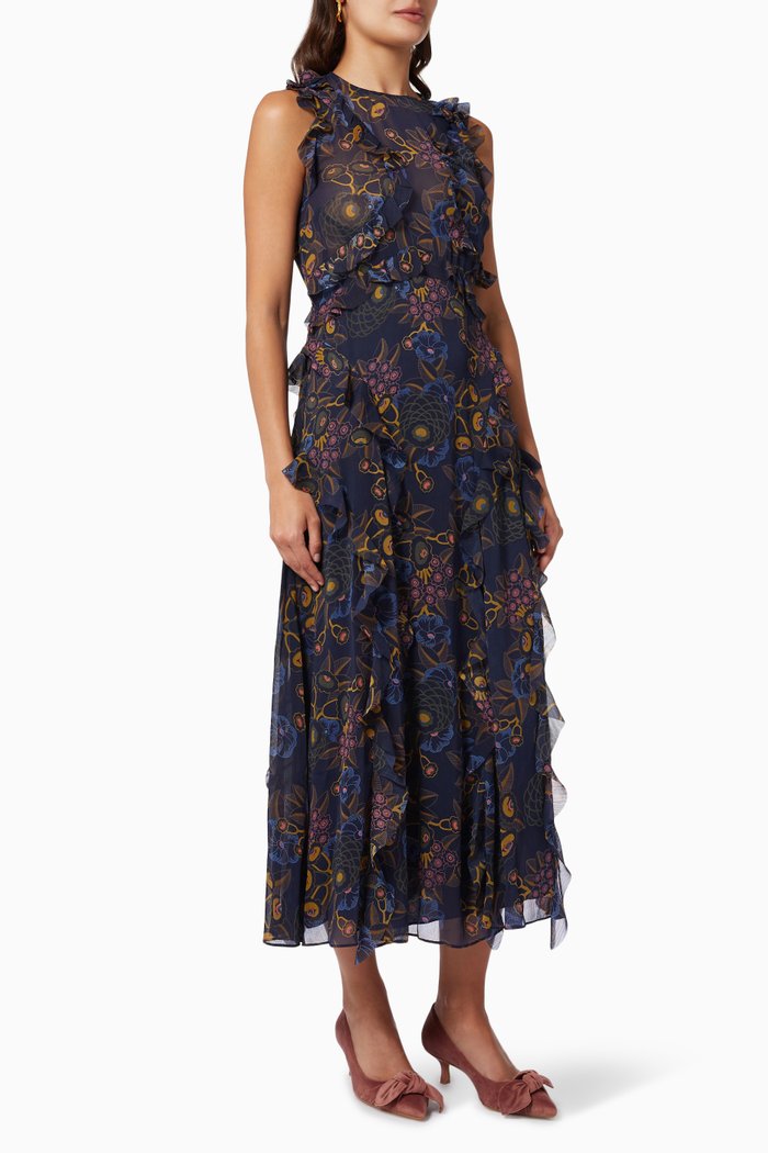 

Karolia Sleeveless Waterfall Midi Dress, Blue