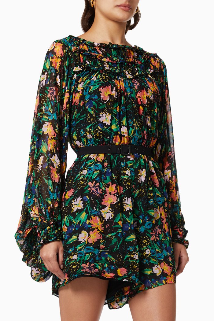 

Verine Floral Playsuit in Viscose, Black