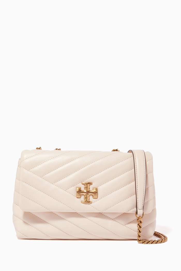 

Kira Chevron Small Convertible Shoulder Bag, Neutral