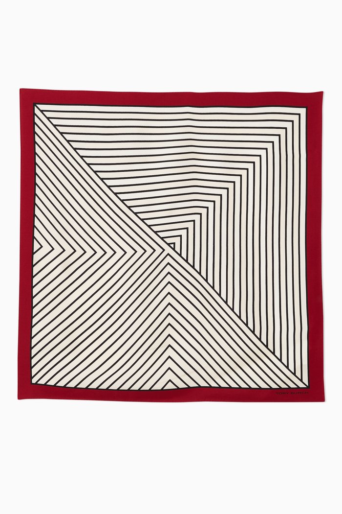 

Illusion Stripe Neckerchief in Silk, Neutral