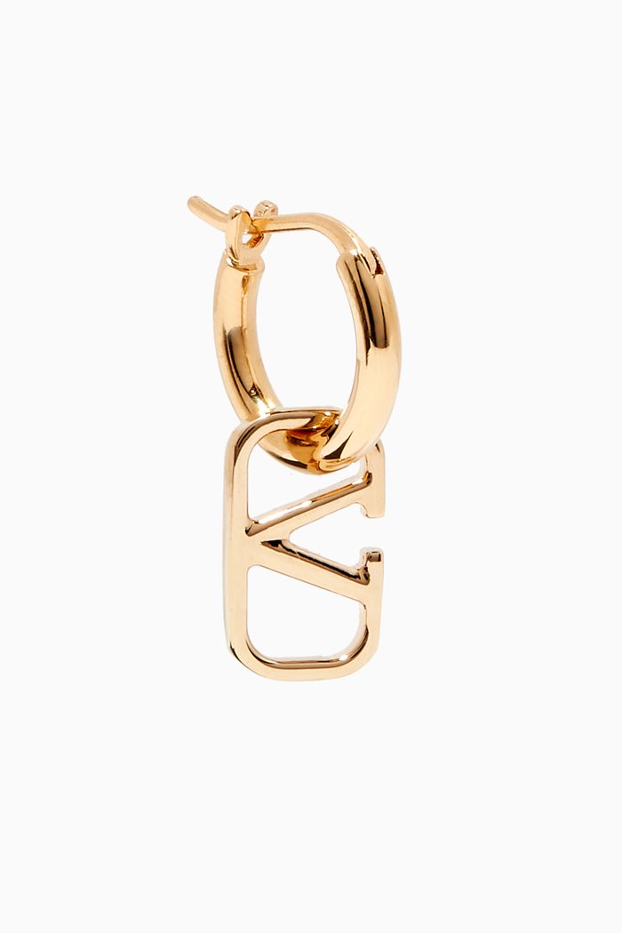 

Valentino Garavani VLOGO Single Drop Earring in Metal, Gold