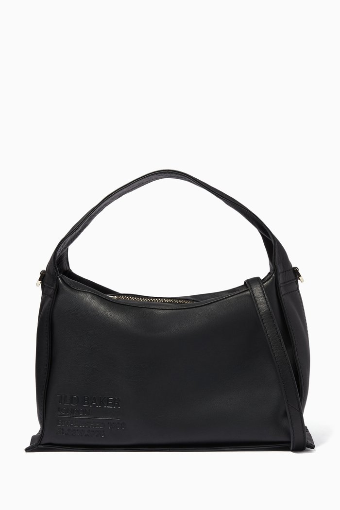 

Soft Casual Shoulder Bag in Leather, Black