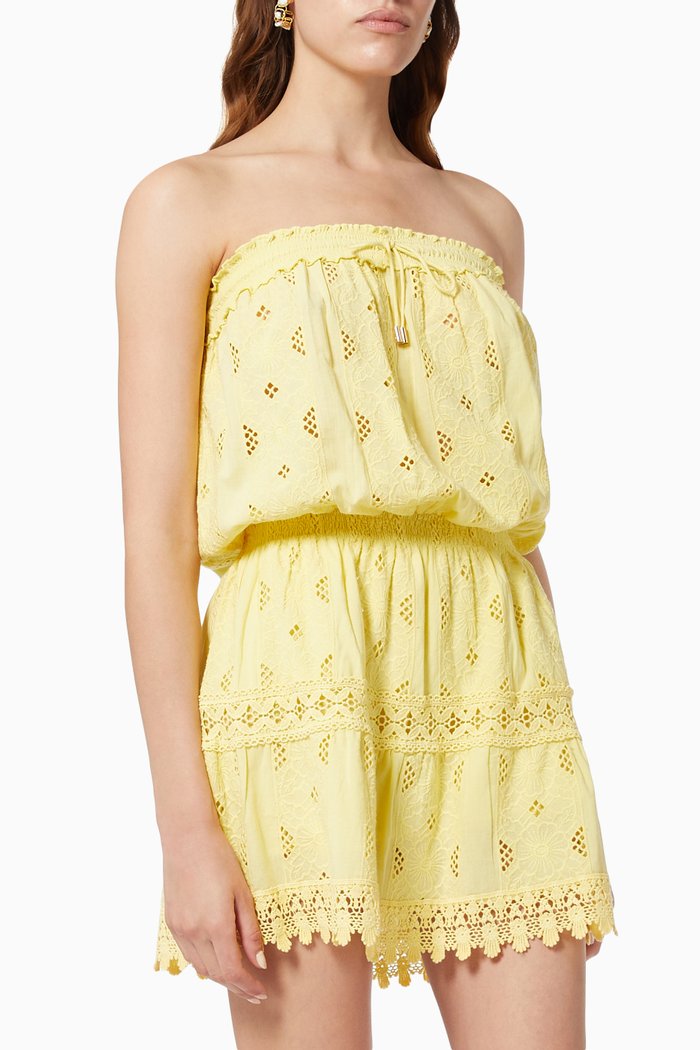 

Iris Bandeau Mini Dress in Cotton, Yellow