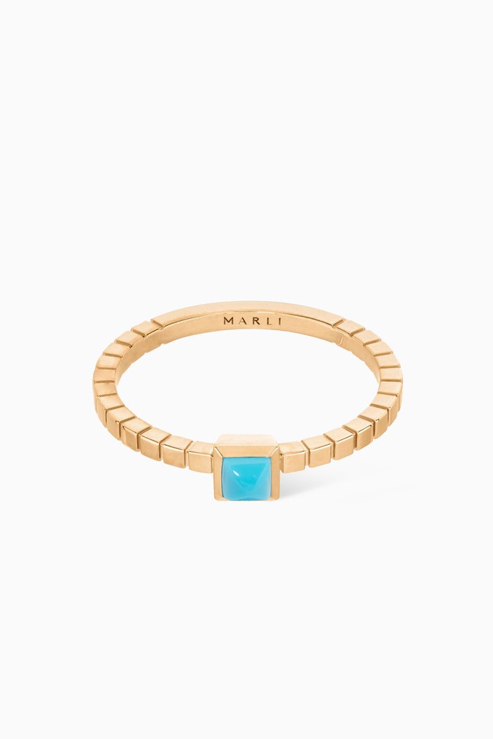 

Cleo Lotus Turquoise Ring in 18kt Yellow Gold