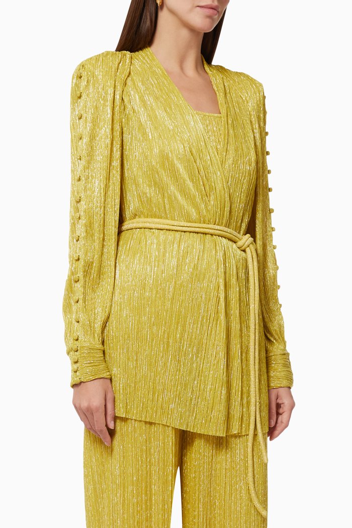 

Pleated Wrapped Jacket, Yellow