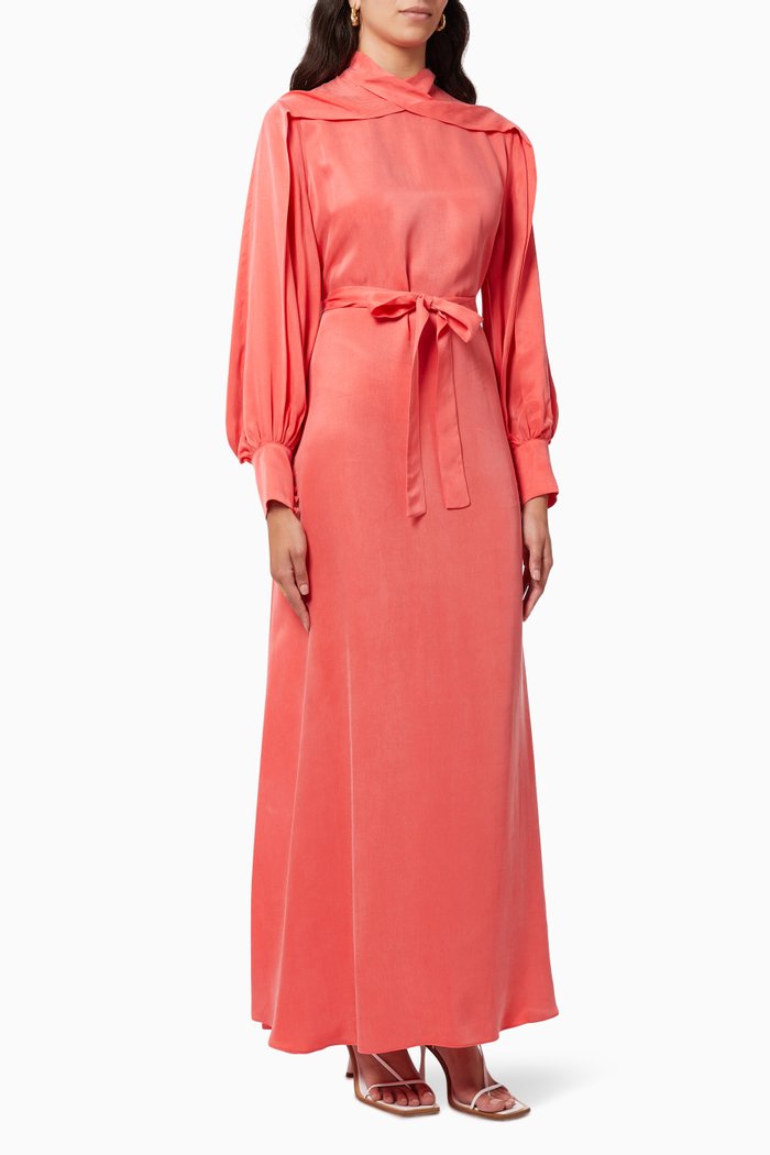 

Oversized Dress in Satin, Pink