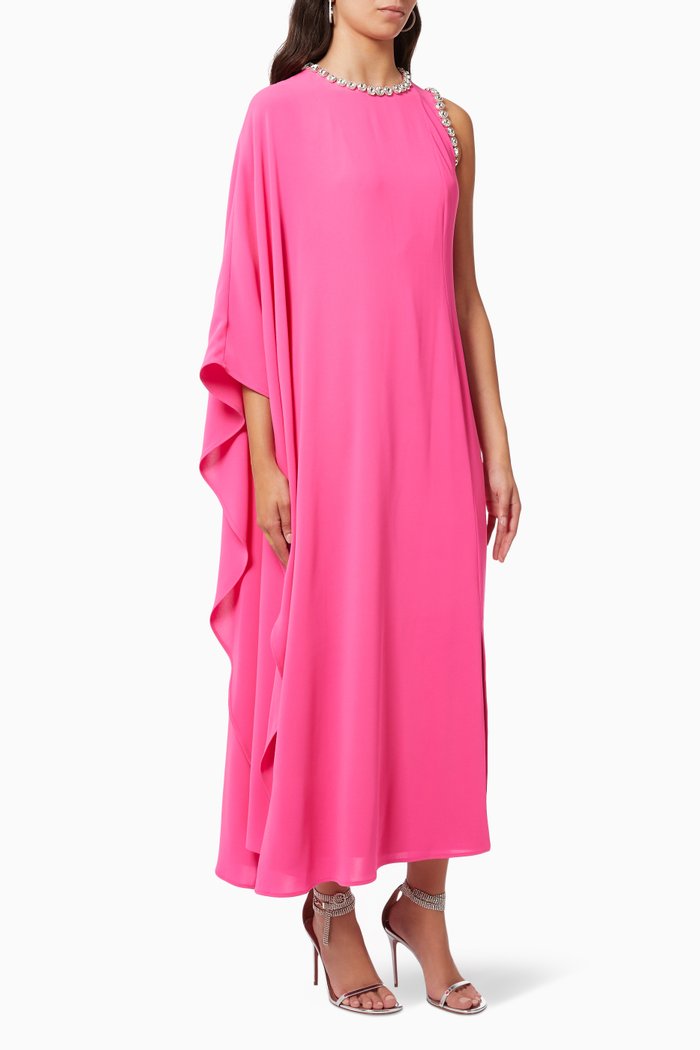 

Embellished One Shoulder Dress, Pink