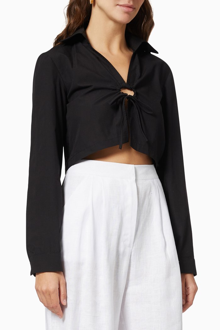 

Low Cut Crop Shirt, Black