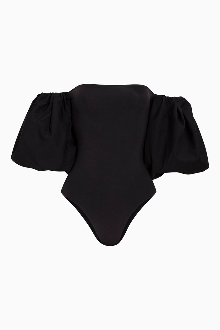 

Theo Puff Sleeve Swimsuit, Black