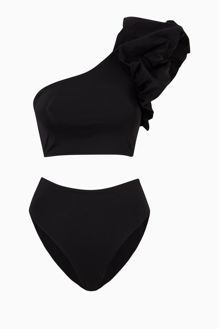 

Luisa One-shoulder Bikini Set, Black