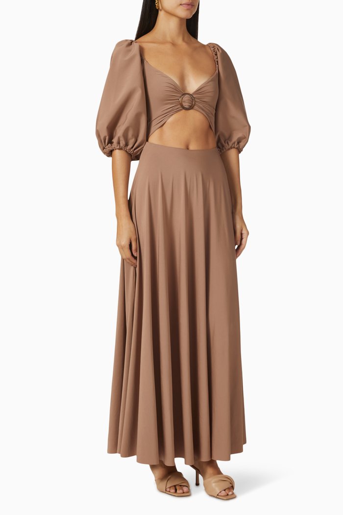

Vesuvio Maxi Dress in Stretch Nylon, Brown