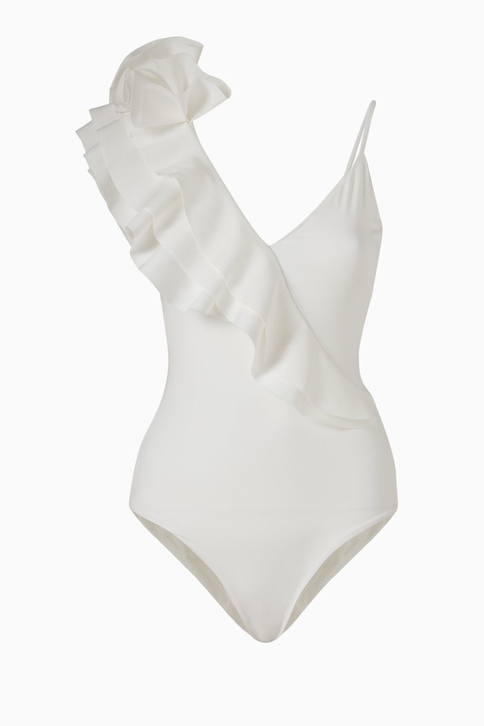 

Noor Swimsuit with Ruffle, White