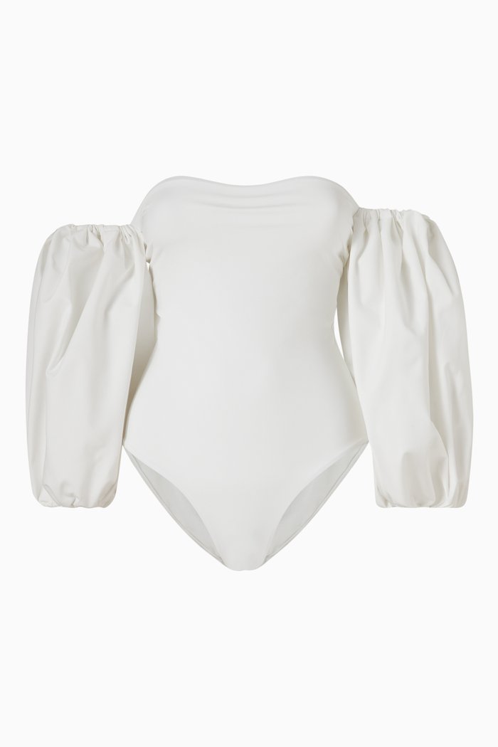 

Theo Puff Sleeve Swimsuit, White