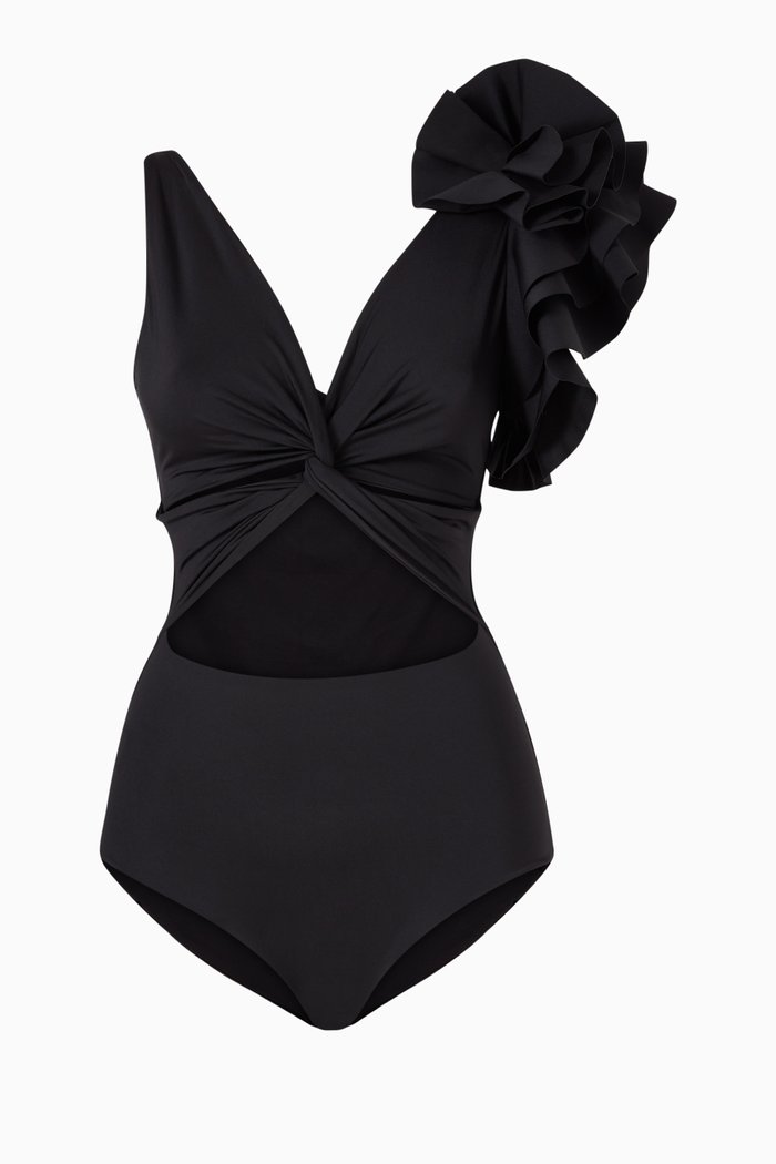 

Indra Ruffle Swimsuit, Black