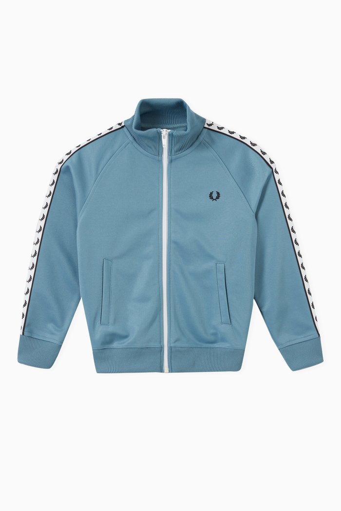 Taped Track Jacket in Cotton Blend, Blue