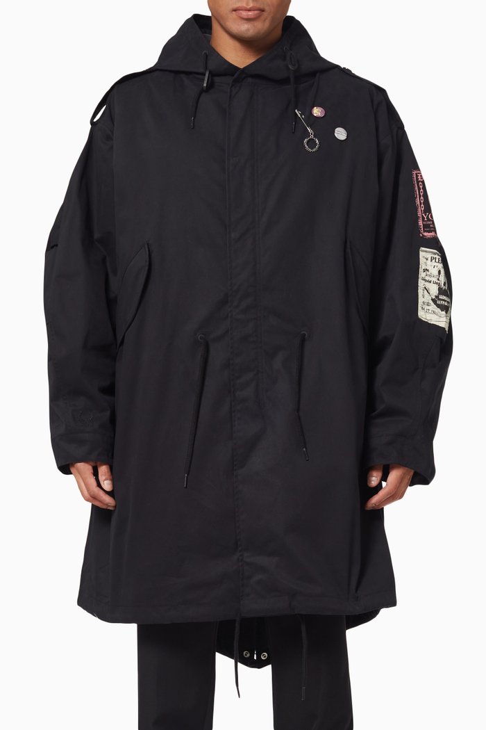 Patch Parka in Cotton Shell, Black