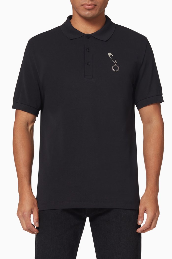 

x Raf Simons Pin Polo Shirt in Cotton Piqué, Black