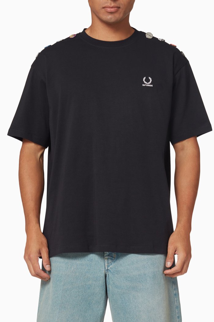 

x Raf Simons Pin Badges T-shirt in Cotton Jersey, Black