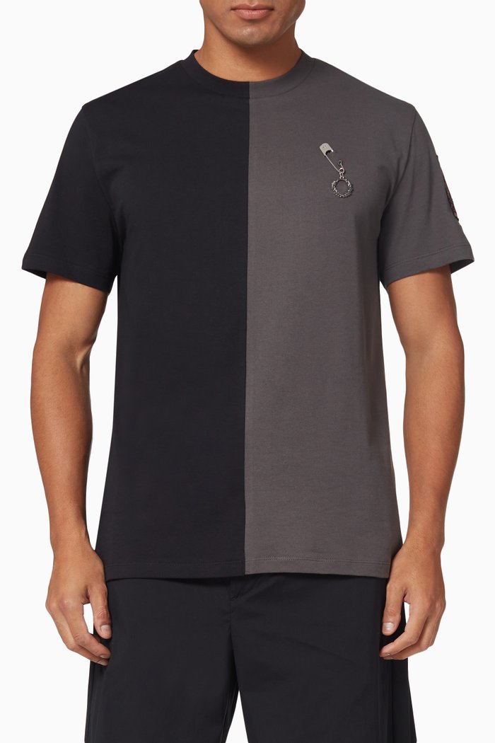 

Split Colour-blocked T-shirt in Cotton Jersey, Grey