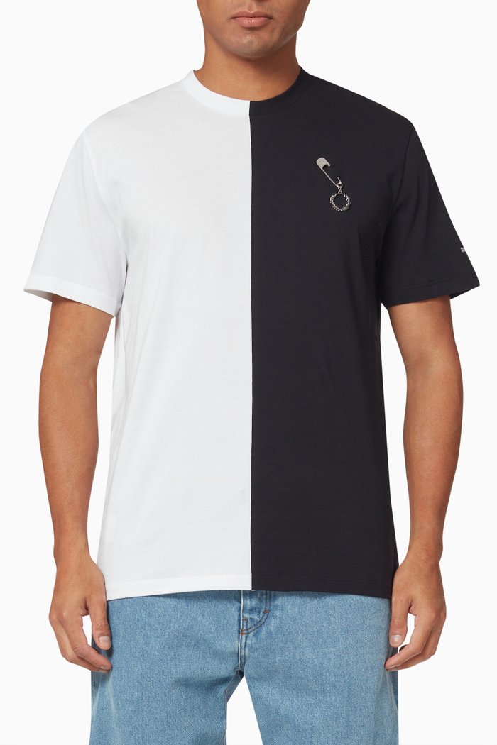 

Split Colour-blocked T-shirt in Cotton Jersey, Black