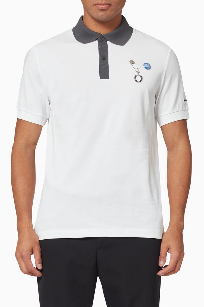 

Pin & Badge Polo Shirt in Cotton Piqué, White