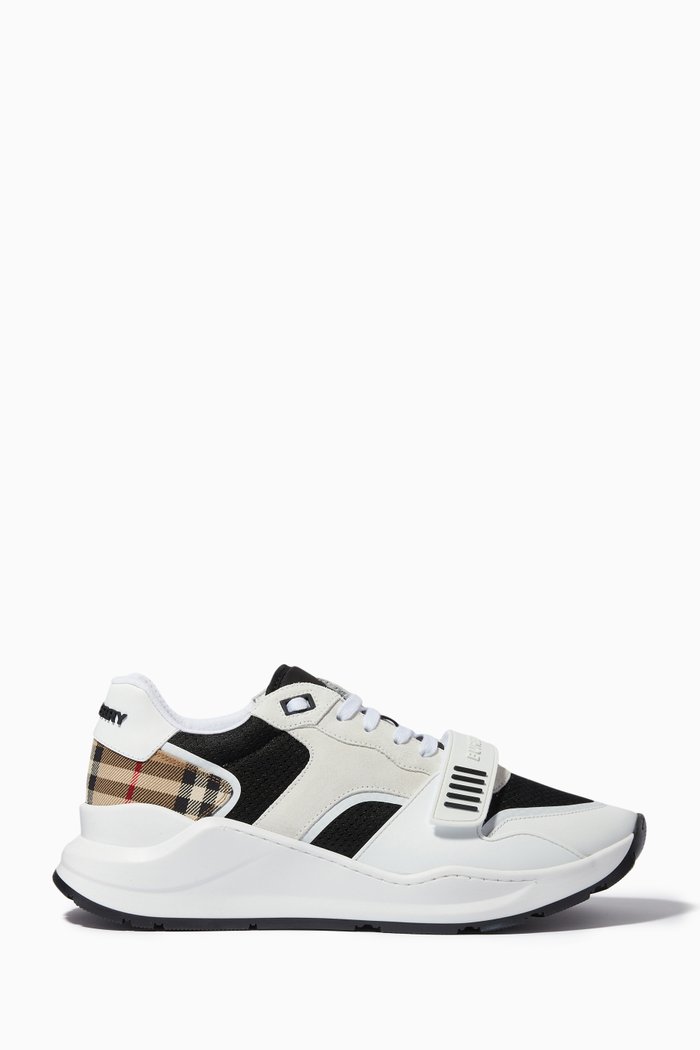 

Ramsey Vintage Check Sneakers in Mesh & Suede, White