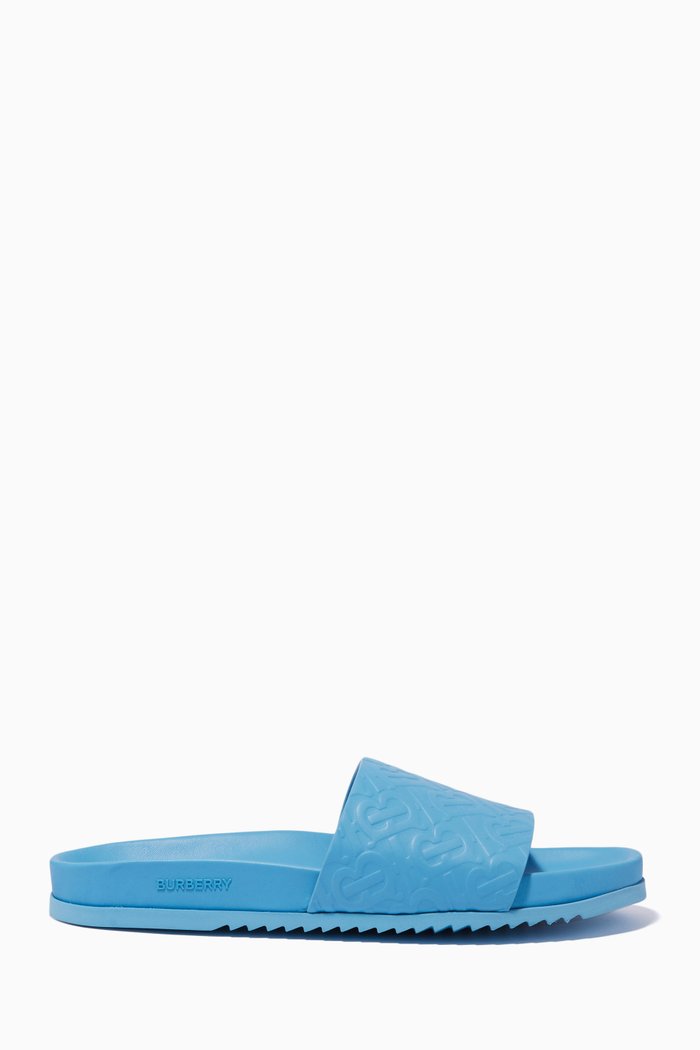 

Melroy Monogram Slides in Leather & Rubber, Blue