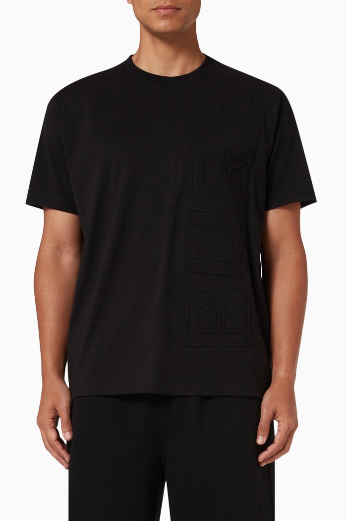 

Logo Embossed Oversized T-shirt in Cotton Jersey, Black