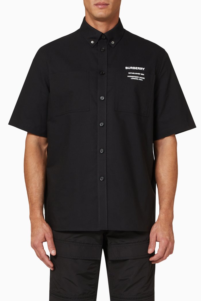 

Horseferry Print Shirt in Cotton, Black
