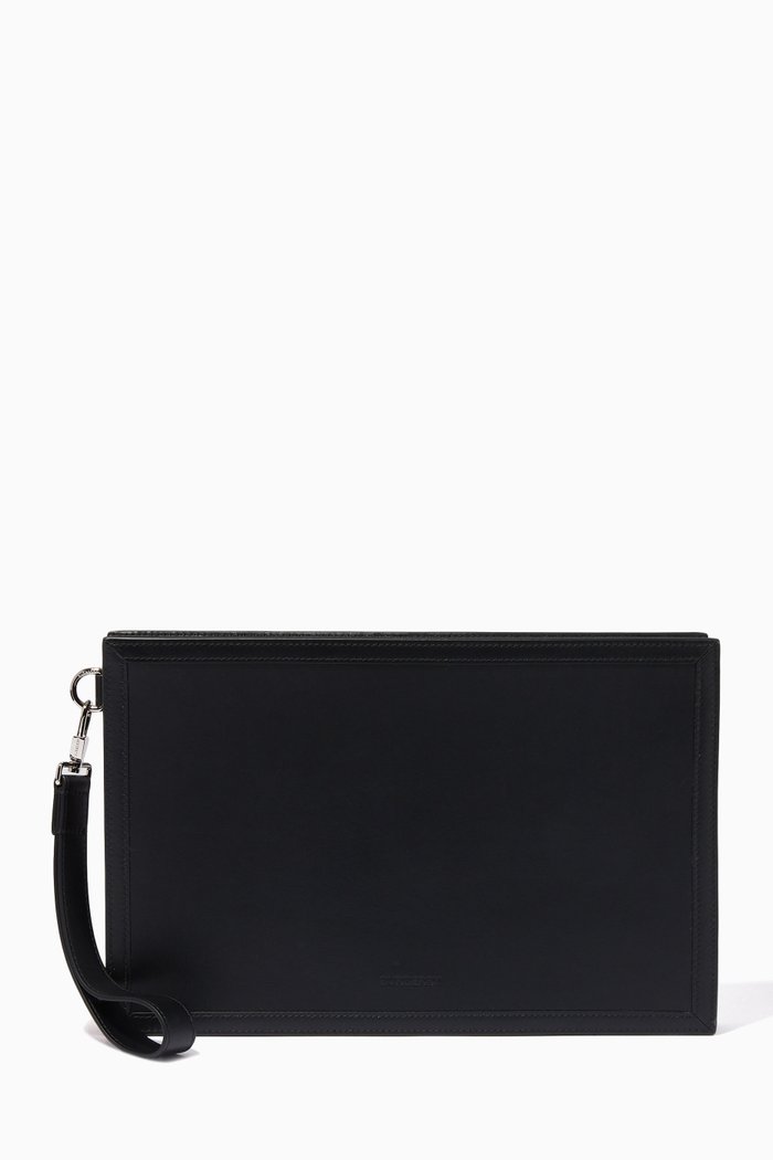 

Logo Detail Zip Pouch in Leather, Black