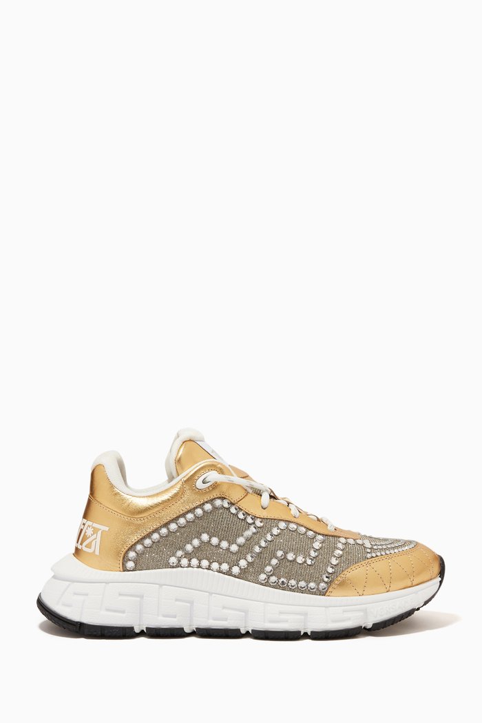 

Trigreca Sneakers in Leather & Studded Mesh, Multicolour