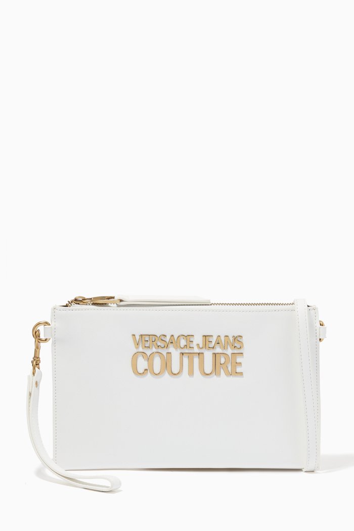

Logo Clutch Crossbody Bag in PU, White