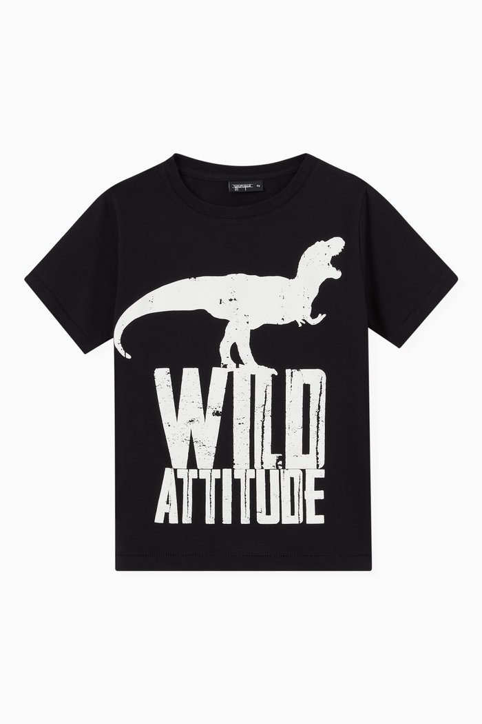 

Glow-in-the-Dark Dino T-shirt in Cotton, Black