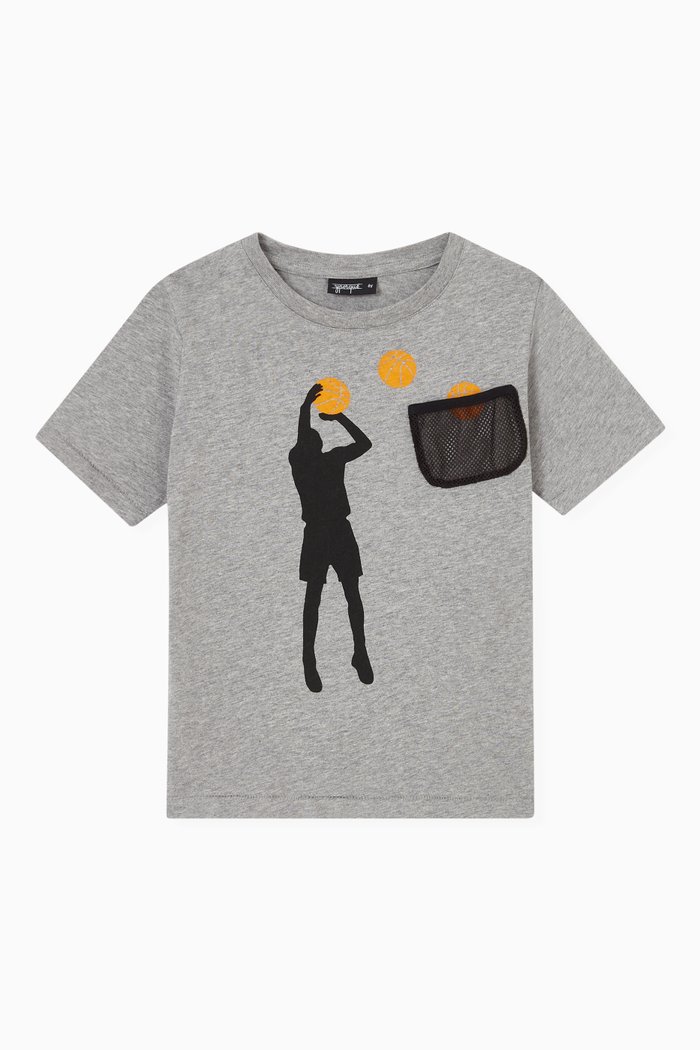 

Basketball Pocket T-shirt in Cotton, Grey