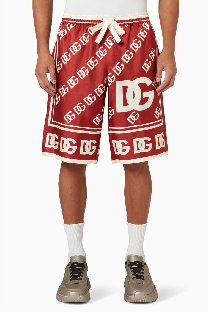 Allover DG Print Short in Silk, Red