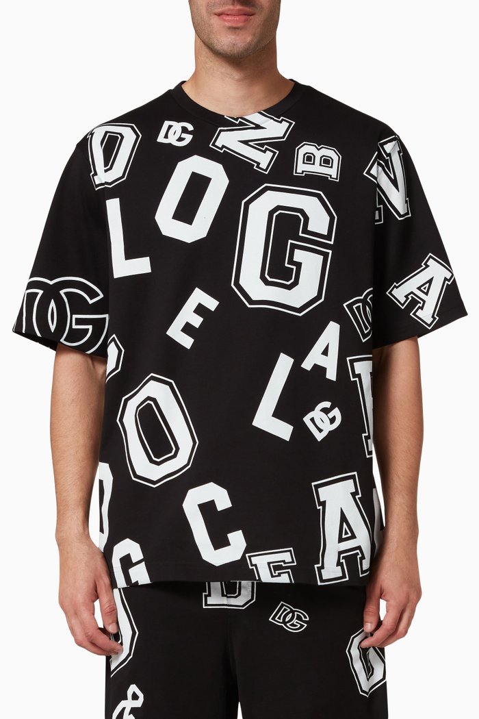 

All-over DG Logo T-shirt in Cotton Jersey, Black