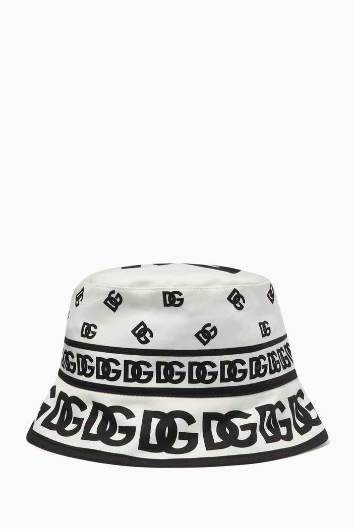 

All-over DG Print Bucket Hat in Stretch Cotton, Black