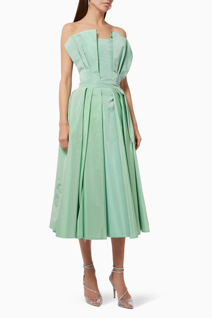 

Strapless Taffeta Dress, Green