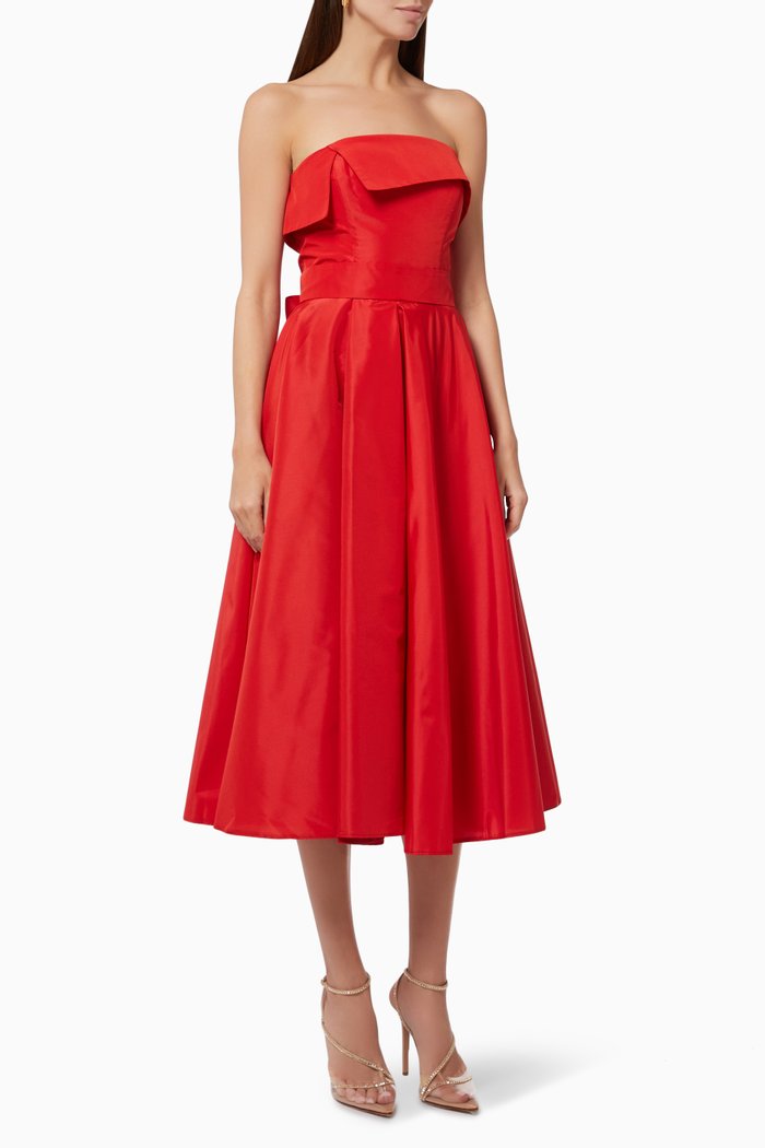 

Strapless Taffeta Dress, Red