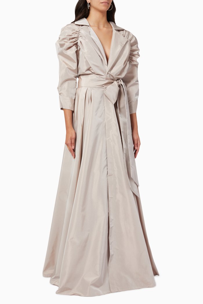 

Wrap Dress in Taffeta, Neutral