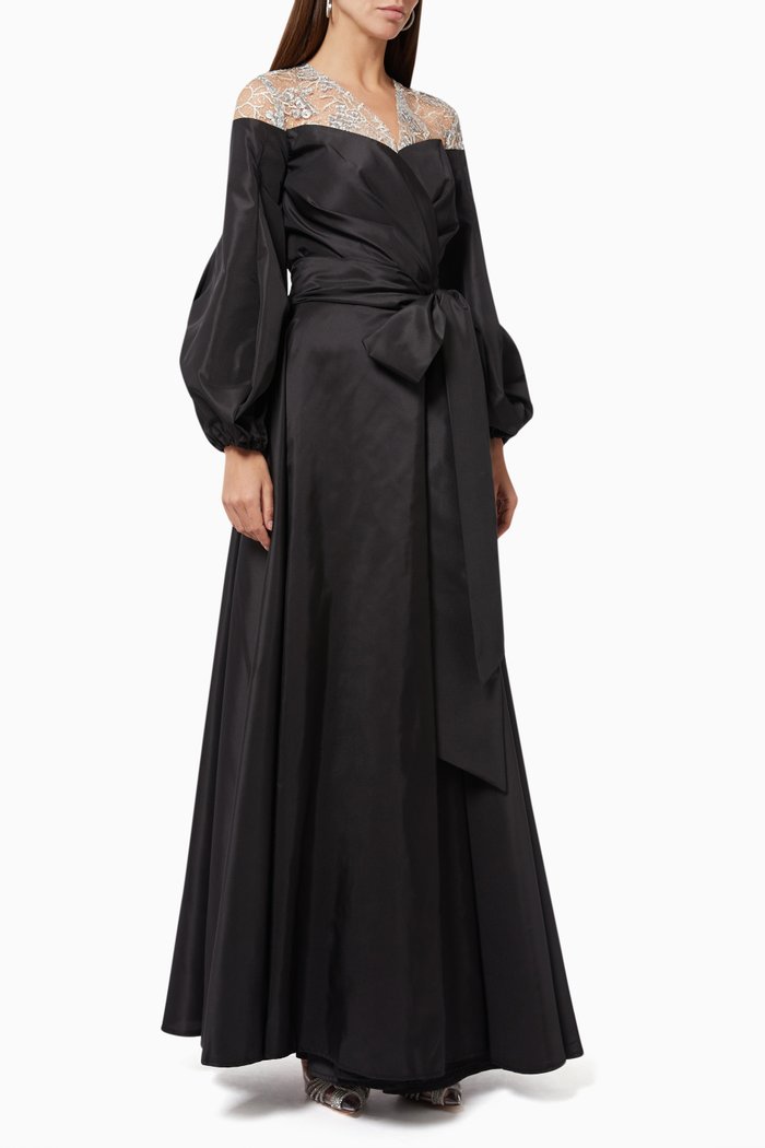 

Taffeta Wrap Gown, Black