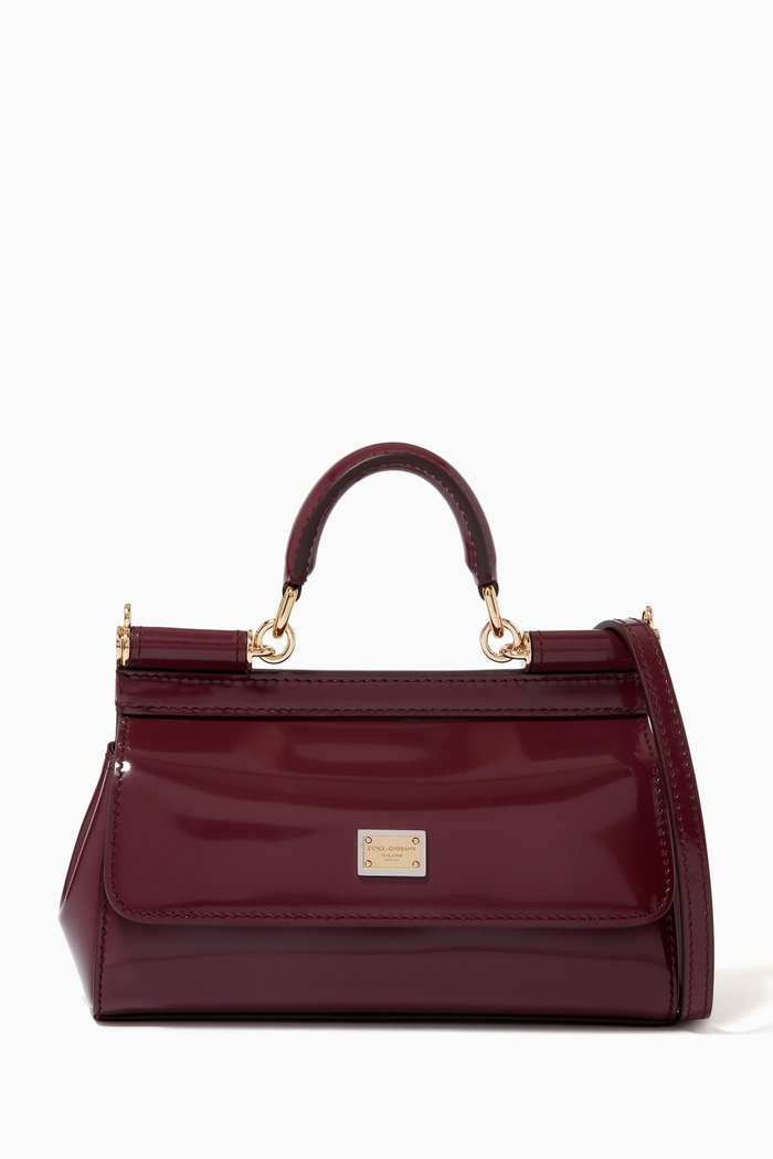 

Small Sicily Top Handle Bag in Calfskin, Red