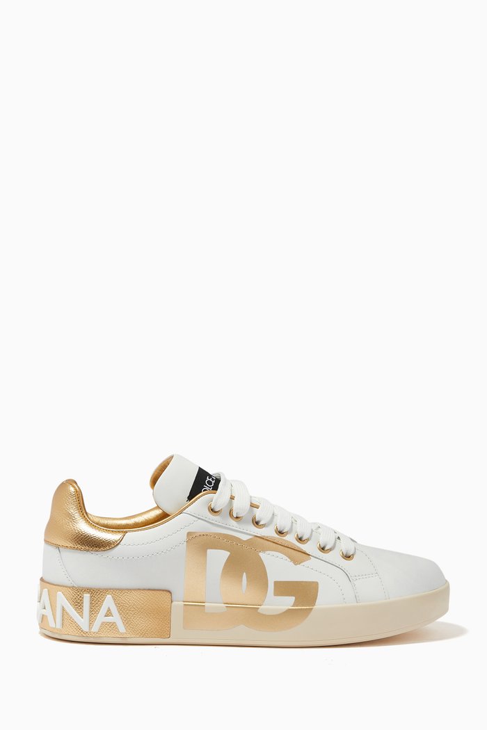 

Portofino Sneakers with DG in Leather, Gold