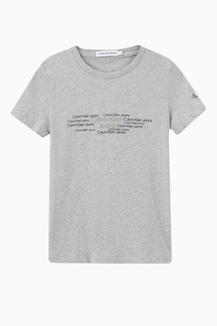 Stacked Logo T-Shirt in Cotton, Grey