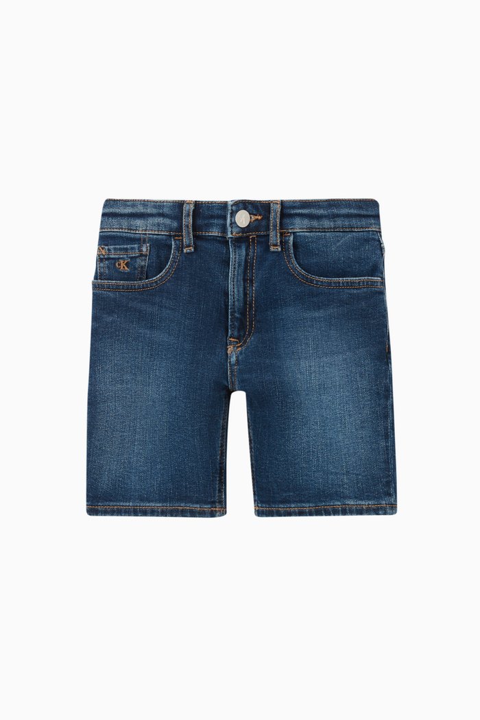 

Mid-rise Denim Shorts, Blue
