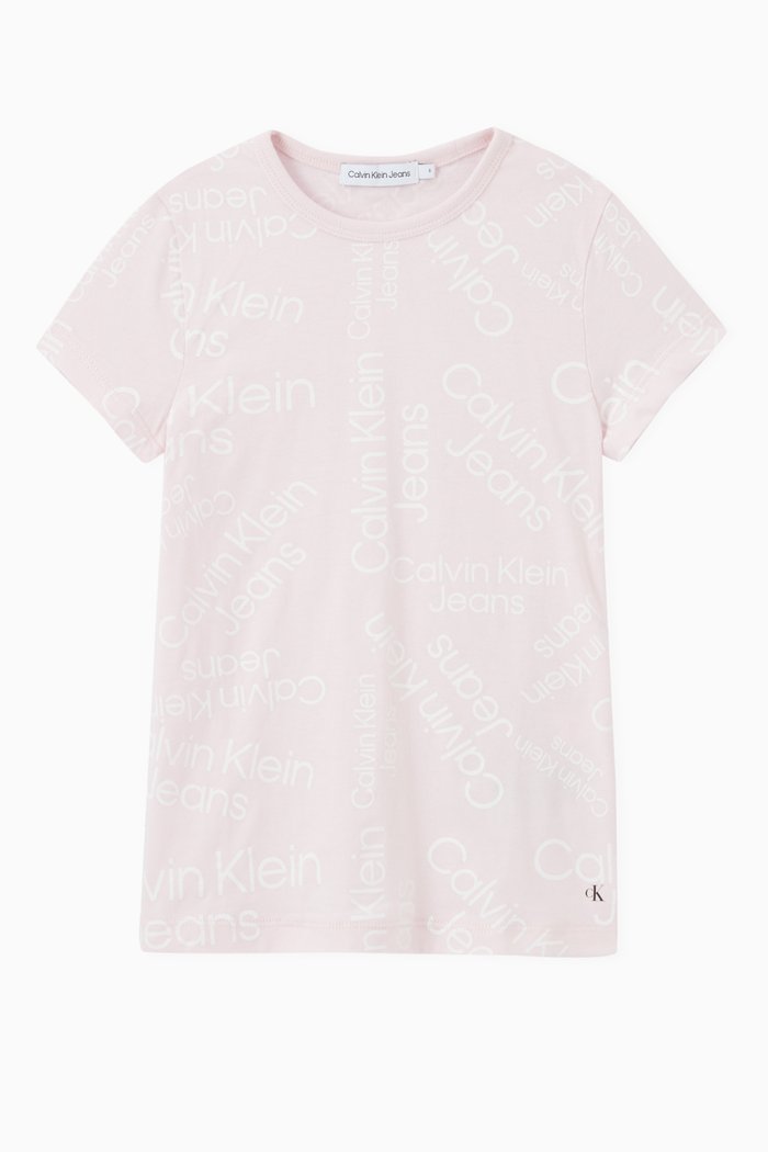 

Logo Print T-Shirt in Cotton, Pink