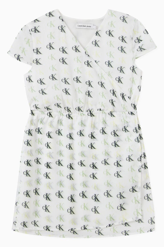 Allover Logo Mini Dress, Neutral