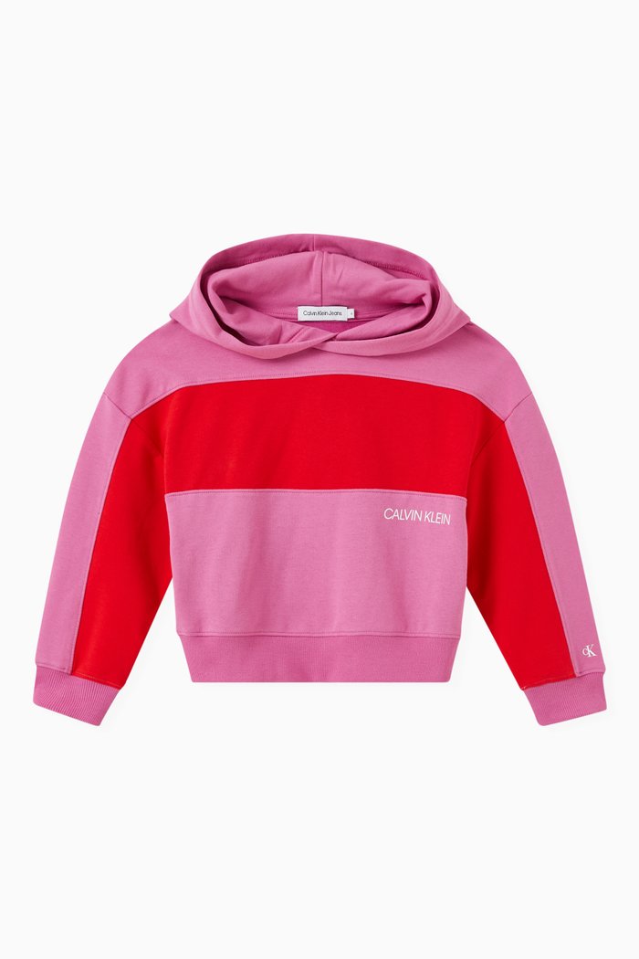 

Colour Block Hoodie in Jersey, Red