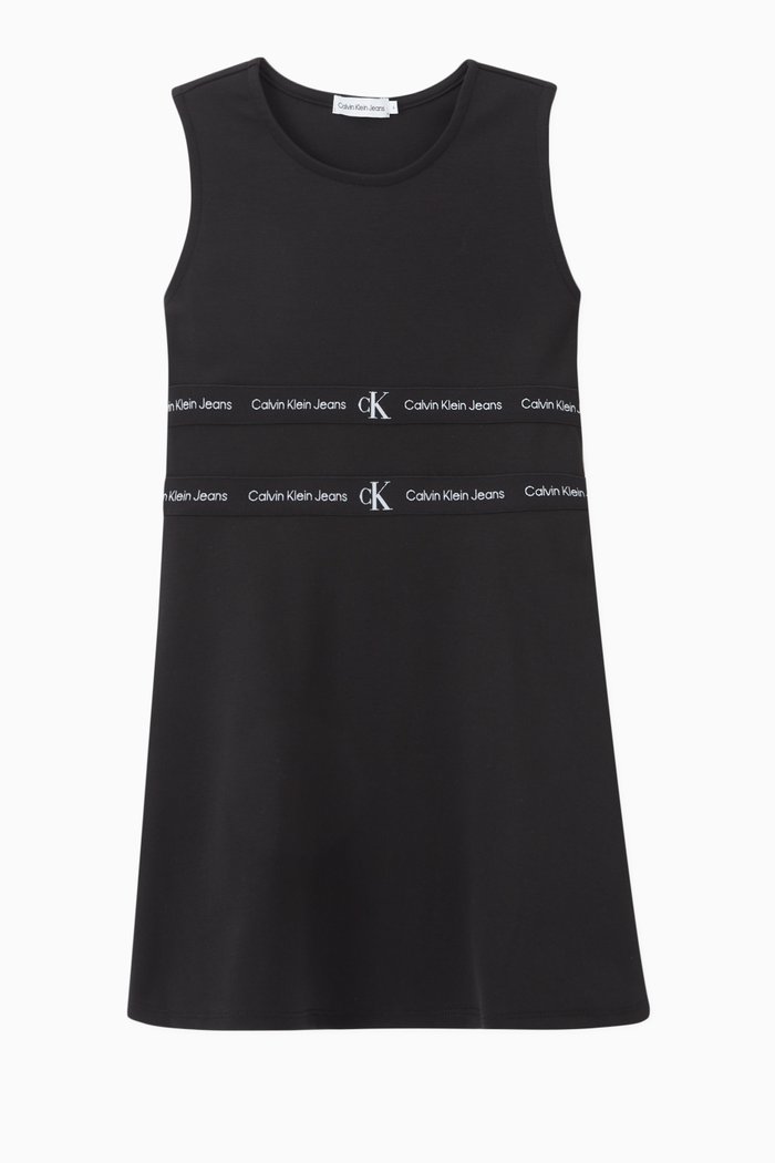 

Logo Tape Milano Dress in Cotton Jersey, Black